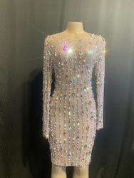 Luxury Sexy Evening <strong>Dresses</strong> Diamonds Sexy Nude Knee-length <strong>Dresses</strong> Club <strong>Dance</strong> <strong>Dress</strong> - Product Image 6