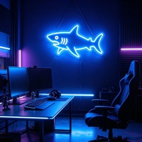 Enseignes néon personnalisées en forme de requin, lumière LED dimmable, étanche IP54, décoration murale animale avec alimentation USB, contrôle Bluetooth pour voiture et bâtiment