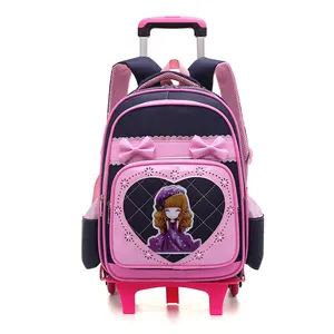 حار بيع 3d الكرتون الاطفال أكياس حقيبة المدرسة مع عجلات التلوين تخصيص حزم المتداول الاطفال حقائب بعجلات عربة