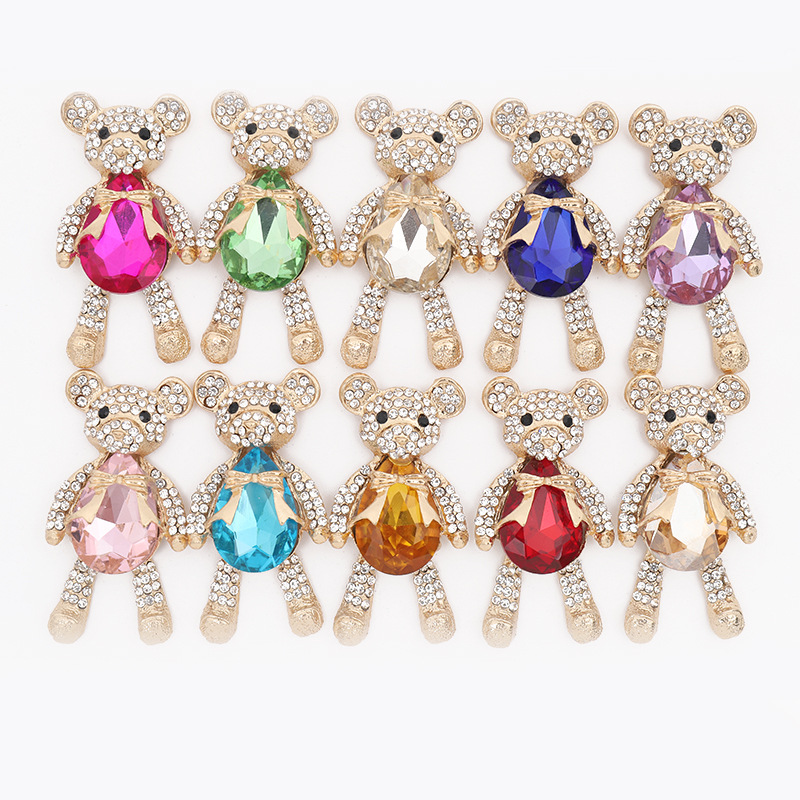 Handmade Diamond-Inlaid Jewelry for DIY Gemstone Metal Accessorize Shoe Charms Fashion Bling Shoe Decorations Paint Alloy Bear