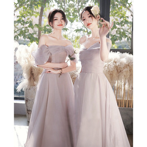 Bridesmaid Dresses Women 2025 Purple Strapless Empire A-Line Chiffon Bridesmaid Gowns Evening Ceremony Adult - Product Image 3