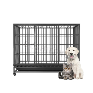 Ağır katlanabilir <span class=keywords><strong>Metal</strong></span> Kennels tepsi ve hareketli tekerlekler ile büyük köpek kafesleri - Product Image 1