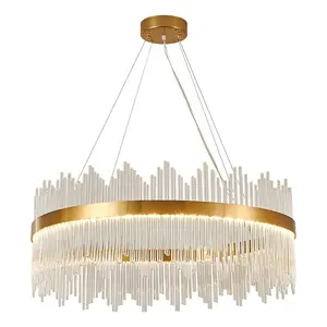 Modern round crystal glass chandelier luxury pendant light for living room dining room hotel Gold New Design chandelier light