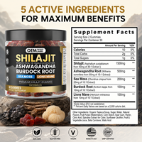 Bioby OEM/Marque Privée Gummies de Shilajit de l'Himalaya avec Ashwagandha, Mousse de Mer, Crinière de Lion, Pastèque pour le Soutien Immunitaire, Énergétique et de la Mémoire