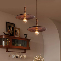 Lustre en bois massif pour restaurant japonais, comptoir de bar, style rétro, fer forgé, chambre à coucher, chevet, couleur noyer, LED, hauteur réglable