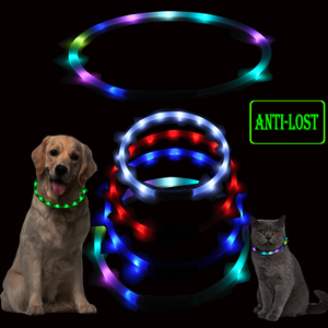 प्रचार उत्पाद के नेतृत्व में चमकदार कस्टम इलेक्ट्रॉनिक यूएसबी रिचार्जेबल लाइट अप डार्क डॉग कॉलर और पट्टा में चमकती पालतू चमक - Product Image 4