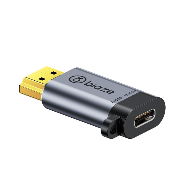 Biaze Aluminum Alloy HDTV Male USB-C Female Adapter 4K60Hz Converter Type-C/Thunderbolt 3 Displays Plug Play Compact Model ZH288