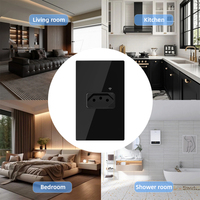 Prise murale intelligente WiFi BAOBEN Brésil, contrôle vocal par application Tuya, minuterie, panneau en verre trempé