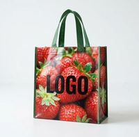 Herbruikbare extra brede boodschappentas van non-woven stof met geprint eco-logo
