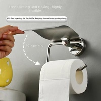 Porte-papier toilette en acier inoxydable SUS304 poli avec couvercle, fixation murale adhésive ou à vis, porte-rouleau de papier toilette