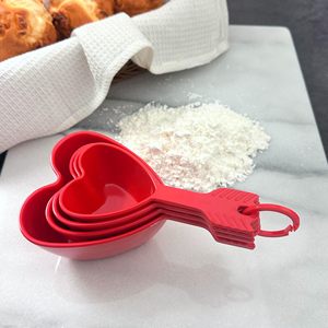Custom Logo Eco-friendly PP Plastic Microwave Dishwasher Safe Heart Shaped Adjustable Coffee Powder <strong>Measuring</strong> <strong>Cups</strong> Spoons Set - Product Image 2