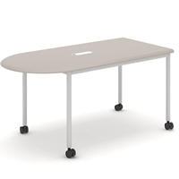 Table de conférence modulaire rectangulaire en mélamine - Mobilier de bureau moderne extensible et convertible avec pieds en fer réglables
