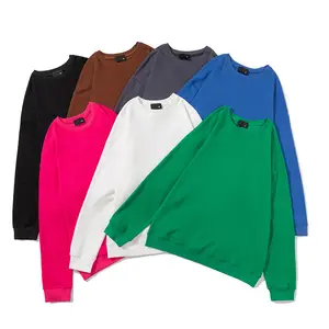 कस्टम लोगो फ्रेंच टेरी दौर गर्दन दौर गर्दन स्वेटर ढीला ठोस स्वेटर स्वेटर पुरुषों और महिलाओं के लिए