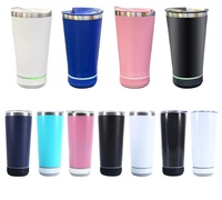 Grosir Tumbler musik nirkabel pintar terisolasi baja tahan karat dengan Bluetooth 16oz/20oz cangkir Speaker mobil dengan pembuka botol