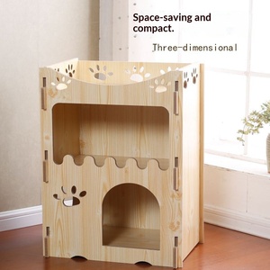 Arbre à chat haut de gamme en bois avec château, condo et perchoir pour chats d'intérieur - Product Image 1