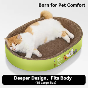 Bán Buôn OEM Cao Cấp Mèo <span class=keywords><strong>Scratcher</strong></span> Tông Hiện Đại Hình Bầu Dục Hình Dạng Sóng Giấy Mèo Miếng Đệm Đầu Mèo 'Đồ Chơi - Product Image 5