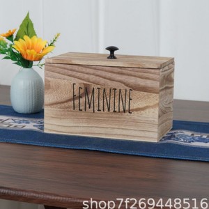 Caja de Almacenamiento de Madera Rectangular, de Madera Maciza, con Compartimentos, Organizador para Baño o Lavandería, Caja de Almacenamiento Decorativa - Product Image 1