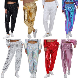 <span class=keywords><strong>Pantalones</strong></span> de Baile de Calle Brillantes <span class=keywords><strong>para</strong></span> Mujer, Estilo Hip Hop, de Piel Sintética Holográfica Metálica, Anchos y Holgados, <span class=keywords><strong>para</strong></span> Fiesta, Jazz, Disfraz, Cosplay - Product Image 1