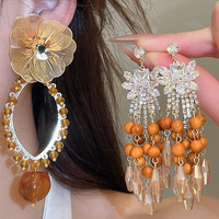 Anting-anting Baru Tiba, Fashion Zircon Bunga Kristal Rumbai, Anting-anting Mewah High-end, Anting-anting Eksklusif