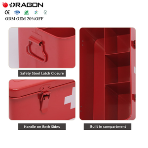 Metal kırmızı ilaç teneke kutu özel saklama kutusu emniyet kilidi ev için ilk yardım boş kutu - Product Image 3