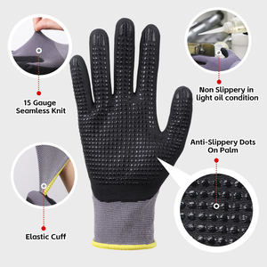 XINGYU Guantes de Trabajo de Seguridad Industrial con Logotipo Personalizado de Calibre 15, Guantes de Trabajo de Seguridad con Puntos Recubiertos de Nitrilo y Espuma de Nailon Antideslizante - Product Image 3