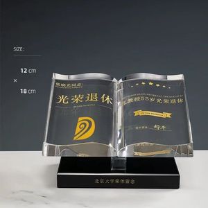 Prix de gros de trophée de forme de <span class=keywords><strong>livre</strong></span> d'ADL de haute qualité nouveau design pour des enseignants d'événements scolaires de l'usine d'artisanat en cristal - Product Image 2