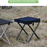 Tabouret pliant portable en alliage d'aluminium épaissi de 40 cm de hauteur, pour camping, pêche et extérieur