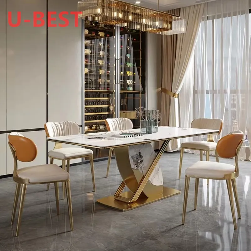 Table de salle à manger de bureau en marbre de Style italien, ensemble de meubles de salle à manger moderne pour Restaurants, café, U-BEST