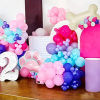 Ballons personnalisés rose à motif de patte avec ballon en aluminium en forme d'os et de patte pour décorations de fête d'anniversaire ou de baby shower sur le thème des chiots pour filles