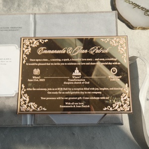 Suite d'invitations <span class=keywords><strong>de</strong></span> mariage personnalisées en velours gris avec monogramme en feuille d'argent, carte RSVP en acrylique <span class=keywords><strong>miroir</strong></span> doré, banquet <span class=keywords><strong>de</strong></span> mariage - Product Image 1