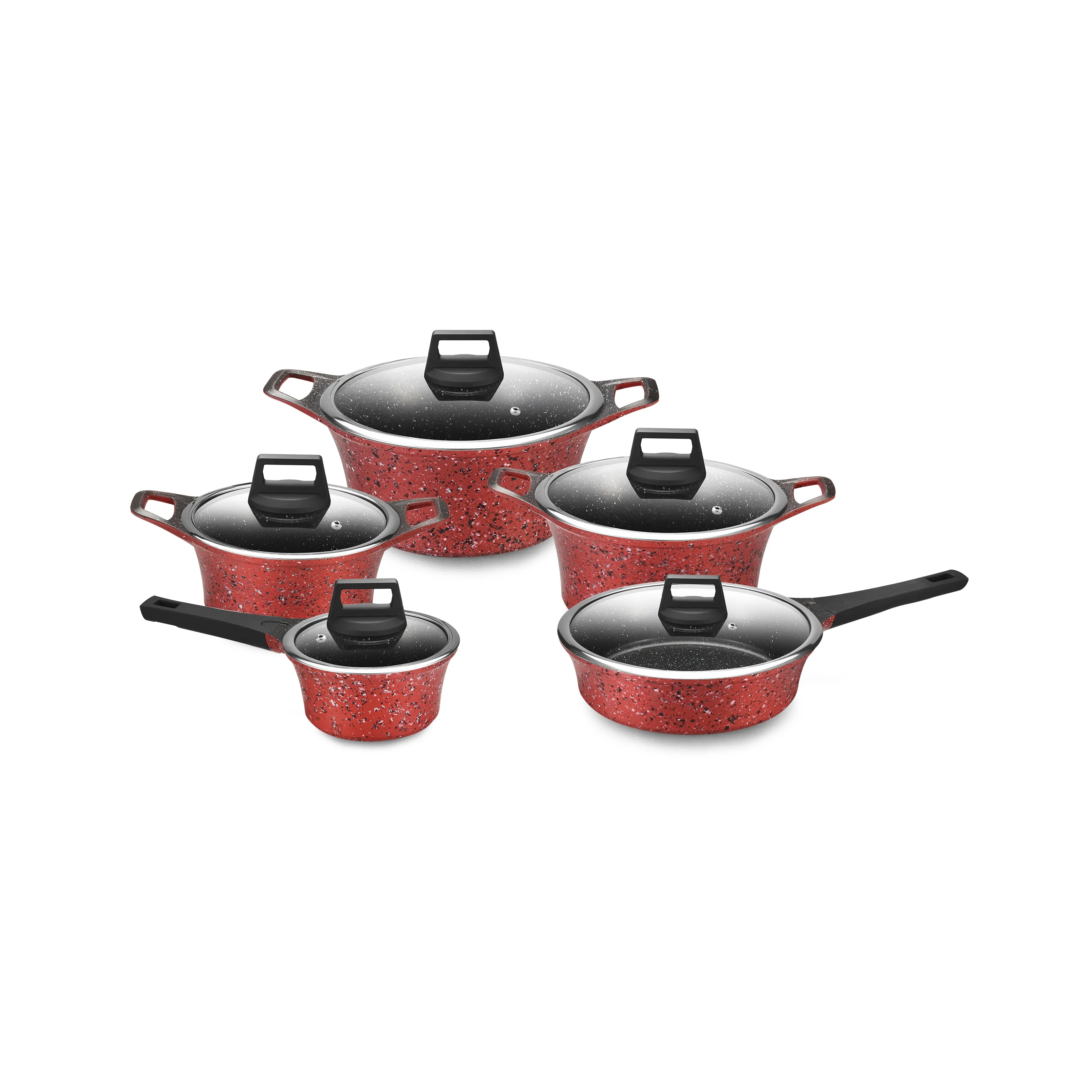 Cooklover 10 pz pressofusione in alluminio tacchino da cucina pentole antiaderenti in granito Set di pentole