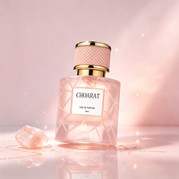 Flacon de parfum vide haut de gamme en verre facetté de 100 ml et 50 ml avec col doré, prix d'usine, vente en gros personnalisée