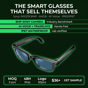 Wasserfeste KI-Smart-Brille IP65 8MP 1080P Video Open-Ear BT5.0 Dual-Mikrofon 64GB Schweißresistent Outdoor-Sport-Rahmen - Product Image 1