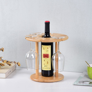 Estante de Bambú para Copas de Vino con 6 Orificios para 2 Botellas y 4 Copas con Función de Exhibición - Product Image 3
