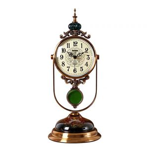 European Retro Table <b>Clock</b> Circular <b>Battery</b> Operated Hourly Chiming Living Room Bedroom Desktop Decor - Product Image 5