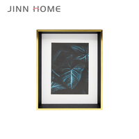 Bingkai Foto Poster Cetak Sablon Sutra Kayu Tebal 8x10 inci dengan Logo Kustom Jinn Home, Berlapis Emas Hitam, Model Shadow Box untuk Dinding