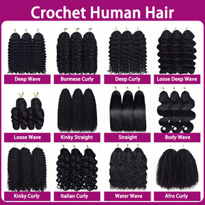 Cheveux humains au crochet pré-bouclés, noirs, pour femmes, ondulations profondes sans nœuds, 100 % vierges Remy, sans perte de cheveux - Product Image 5