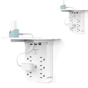 New Trend Wall Tap 700 Joules 6 Outlet 3 USB Surge Protector with a Phone Holder