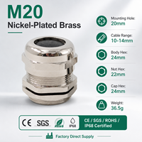 Presse-étoupe M20 en laiton nickelé, étanche IP68, raccord de câblage industriel, accessoires de presse-étoupe métrique en acier inoxydable