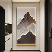 Peinture décorative LED moderne à entrée verticale, Paysage 3D en porcelaine cristalline Tan Mountain, Art mural pour la maison et l'hôtel