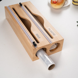 Bamboo Multi Compartment <b>Wrap</b> Cutter Foil Wax Plastic <b>Kitchen</b> Storage Organizer Minimalist Design - Product Image 3