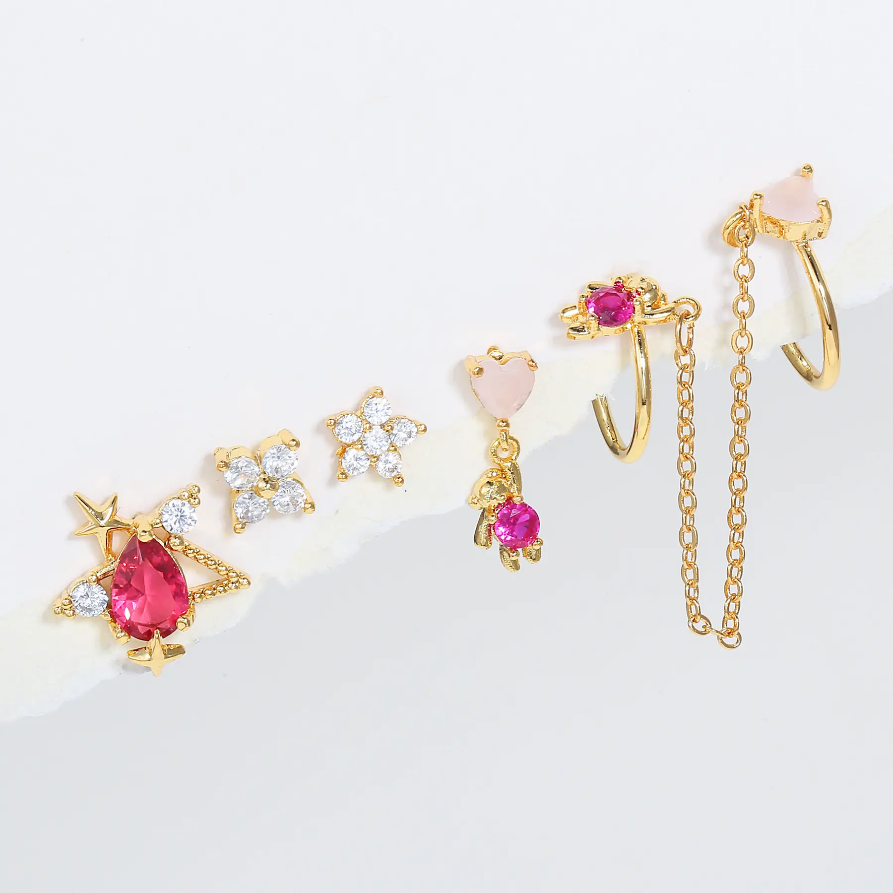 Ewelry-pendientes de aro de 18K para mujer, orejeras de diferentes colores