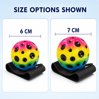 Vente en gros de balles rebondissantes pour poignet avec sangle de poignet et cordon élastique, collection de jouets anti-stress multi-styles