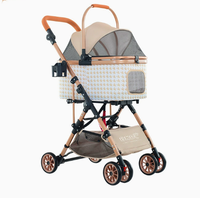 Poussette pour animaux de compagnie 3-en-1 en aluminium détachable avec hauteur de poignée réglable, 4 roues, pliable, sac en maille lavable pour chats et chiens
