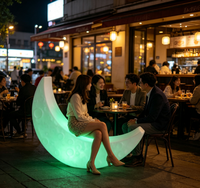 Lampe lunaire LED multicolore à télécommande, étanche IP65, à intensité variable, pour Noël, les fêtes, l'extérieur, solaire, en forme de croissant, pour jardin, parc