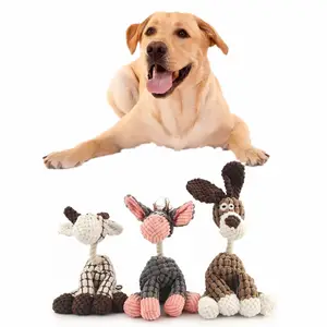 Wholesale Plush Pet Chew Toys Donkey Shape Squeaky Interactive Dog Toy with Rope