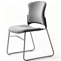 Chaise de conférence exécutive ergonomique moderne en tissu, siège de réunion avec dossier solide et base métallique empilable pour les salles de réunion des écoles et des bureaux