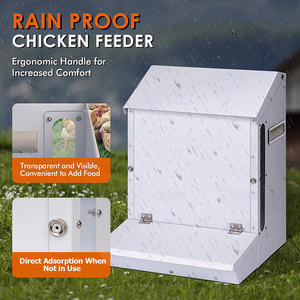 JH-Mech Mangeoire et abreuvoir à 6 aliments pour poulets résistant aux intempéries avec pattes réglables verrouillables Mangeoire à poulet automatique en métal fiable - Product Image 2