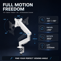 Soporte de Escritorio VESA con Brazo Mecánico de Resorte Premium para Monitores de 17-32 Pulgadas, Capacidad de 2-9 kg, con Ajuste de Movimiento Completo para Oficina