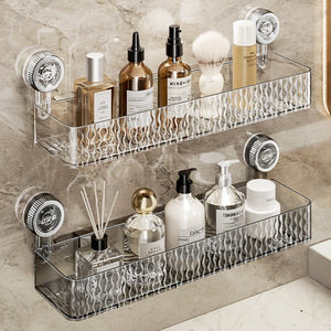 Étagère de salle de bain à fixation par ventouse 50x30 cm, double couche, rectangulaire, pour rangement sous lavabo, fixation d'angle durable - Product Image 1